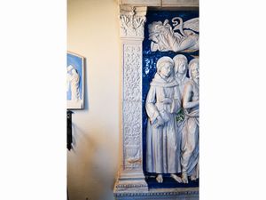 Da Andrea e Giovanni della Robbia : Madonna con Bambino tra santi e angeli  - Asta Arredi e Dipinti dal Castello di Gamberaia a Firenze - Associazione Nazionale - Case d'Asta italiane
