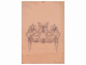 Raccolta di sei disegni raffiguranti arredi  - Asta Arredi e Dipinti dal Castello di Gamberaia a Firenze - Associazione Nazionale - Case d'Asta italiane