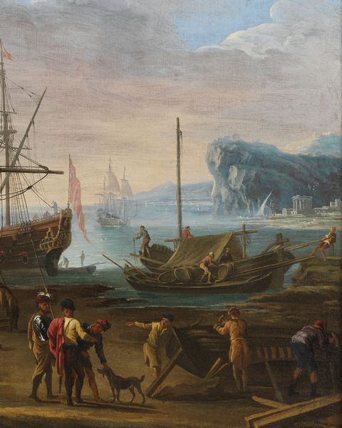 ARTISTA DEL XVII-XVIII SECOLO : Porto con barche e personaggi  - Asta Asta 387 | ARTE ANTICA E DEL XIX SECOLO - DAL RINASCIMENTO AL SIMBOLISMO: OPERE DA COLLEZIONI ITALIANE Tradizionale - Associazione Nazionale - Case d'Asta italiane