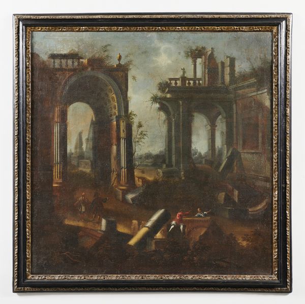 COCCORANTE LEONARDO (1680 - 1750) : Capriccio architettonico  - Asta Asta 387 | ARTE ANTICA E DEL XIX SECOLO - DAL RINASCIMENTO AL SIMBOLISMO: OPERE DA COLLEZIONI ITALIANE Tradizionale - Associazione Nazionale - Case d'Asta italiane