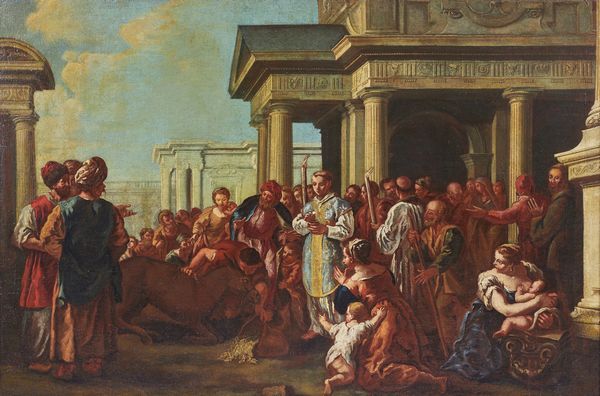 ARTISTA VENETO DEL XVIII SECOLO : Il miracolo della mula  - Asta Asta 387 | ARTE ANTICA E DEL XIX SECOLO - DAL RINASCIMENTO AL SIMBOLISMO: OPERE DA COLLEZIONI ITALIANE Tradizionale - Associazione Nazionale - Case d'Asta italiane