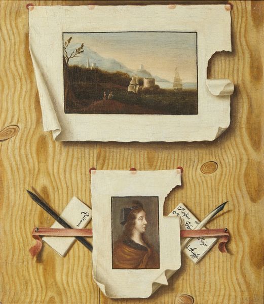 ARTISTA FRANCESE DEL XVIII SECOLO : Trompe l'oeil con paesaggio marino e profilo di donna  - Asta Asta 387 | ARTE ANTICA E DEL XIX SECOLO - DAL RINASCIMENTO AL SIMBOLISMO: OPERE DA COLLEZIONI ITALIANE Tradizionale - Associazione Nazionale - Case d'Asta italiane