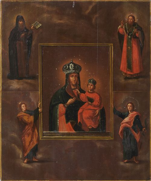 ICONA UCRAINA DEL XIX SECOLO : Madre di Dio Dubovitskaya  - Asta Asta 387 | ARTE ANTICA E DEL XIX SECOLO - DAL RINASCIMENTO AL SIMBOLISMO: OPERE DA COLLEZIONI ITALIANE Tradizionale - Associazione Nazionale - Case d'Asta italiane