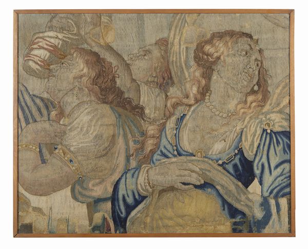 MANIFATTURA FIAMMINGA DEL XVII SECOLO : Frammento di arazzo raffigurante personaggi, forse da un modello di Pieter Paul Rubens  - Asta Asta 387 | ARTE ANTICA E DEL XIX SECOLO - DAL RINASCIMENTO AL SIMBOLISMO: OPERE DA COLLEZIONI ITALIANE Tradizionale - Associazione Nazionale - Case d'Asta italiane