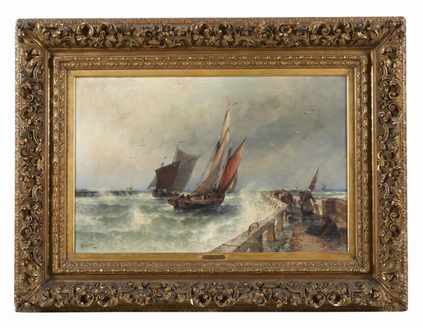 WEBER THEODORE ALEXANDER (1838 - 1907) : Marina in tempesta  - Asta Asta 387 | ARTE ANTICA E DEL XIX SECOLO - DAL RINASCIMENTO AL SIMBOLISMO: OPERE DA COLLEZIONI ITALIANE Tradizionale - Associazione Nazionale - Case d'Asta italiane