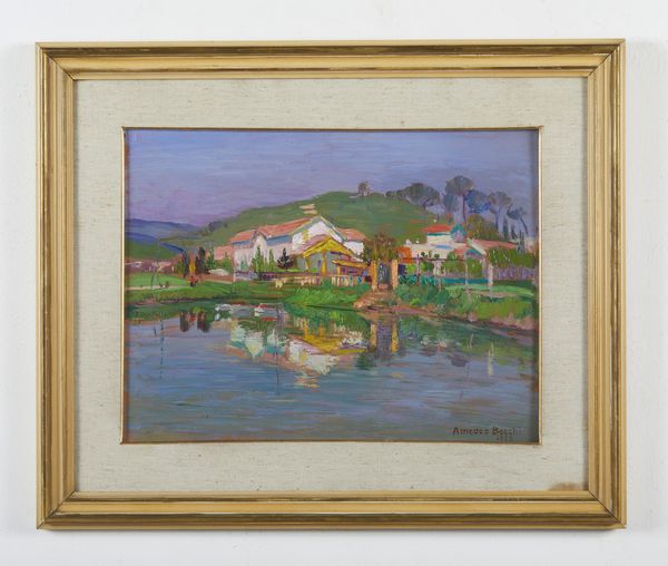 BOCCHI AMEDEO (1883 - 1976) : Paesaggio lacustre  - Asta Asta 387 | ARTE ANTICA E DEL XIX SECOLO - DAL RINASCIMENTO AL SIMBOLISMO: OPERE DA COLLEZIONI ITALIANE Tradizionale - Associazione Nazionale - Case d'Asta italiane