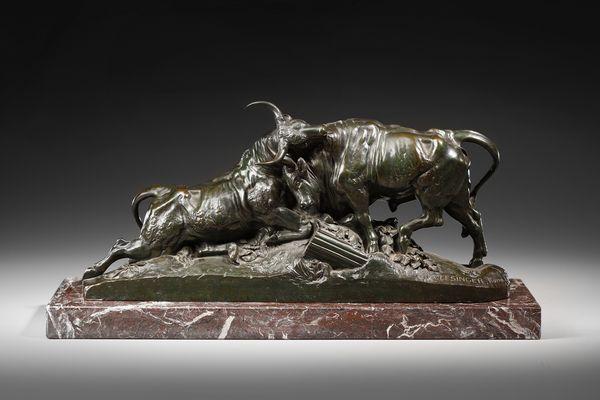 CLESINGER JEAN-BAPTISTE (1814 - 1883) : Lotta tra tori  - Asta Asta 387 | ARTE ANTICA E DEL XIX SECOLO - DAL RINASCIMENTO AL SIMBOLISMO: OPERE DA COLLEZIONI ITALIANE Tradizionale - Associazione Nazionale - Case d'Asta italiane