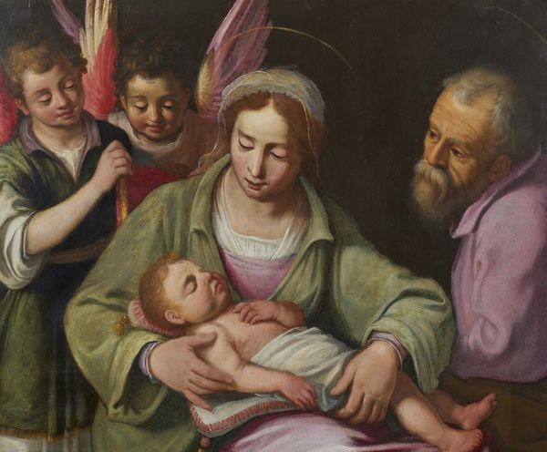 DI TITO SANTI (1536 - 1603) : Bottega di. Sacra Famiglia con angeli  - Asta Asta 387 | ARTE ANTICA E DEL XIX SECOLO - DAL RINASCIMENTO AL SIMBOLISMO: OPERE DA COLLEZIONI ITALIANE Tradizionale - Associazione Nazionale - Case d'Asta italiane