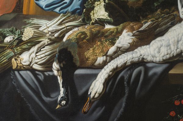 VAN UTRECHT ADRIAEN (1599 - 1652) : Ambito di. Scena di cucina con natura morta di cacciagione, frutta e ortaggi (Cristo nella casa di Marta e Maria)  - Asta Asta 387 | ARTE ANTICA E DEL XIX SECOLO - DAL RINASCIMENTO AL SIMBOLISMO: OPERE DA COLLEZIONI ITALIANE Tradizionale - Associazione Nazionale - Case d'Asta italiane