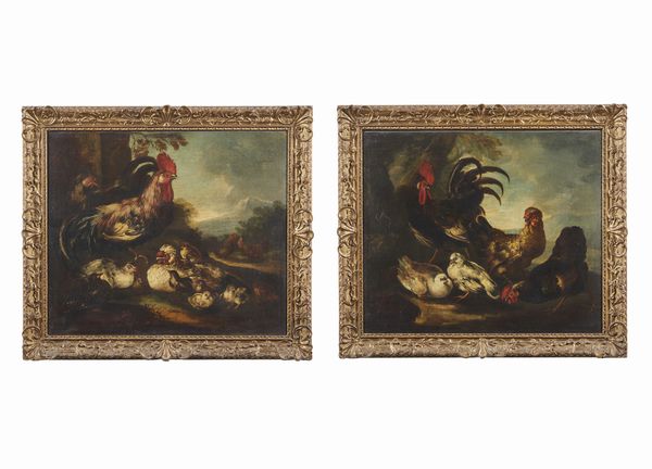 CRIVELLI DETTO IL CRIVELLONE ANGELO MARIA  (1650 - 1730) : Coppia di dipinti raffiguranti volatili  - Asta Asta 387 | ARTE ANTICA E DEL XIX SECOLO - DAL RINASCIMENTO AL SIMBOLISMO: OPERE DA COLLEZIONI ITALIANE Tradizionale - Associazione Nazionale - Case d'Asta italiane
