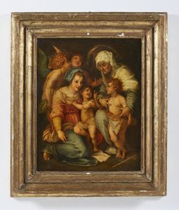 ARTISTA ITALIANO DEL XVII-XVIII SECOLO : Sacra Famiglia con Santa Elisabetta e San Giovannino  - Asta Asta 387 | ARTE ANTICA E DEL XIX SECOLO - DAL RINASCIMENTO AL SIMBOLISMO: OPERE DA COLLEZIONI ITALIANE Tradizionale - Associazione Nazionale - Case d'Asta italiane