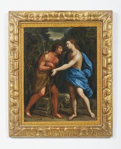 FRANCESCHINI MARCANTONIO (1648 - 1729) : Attribuito a. Incontro tra Ges e san Giovanni Battista  - Asta Asta 387 | ARTE ANTICA E DEL XIX SECOLO - DAL RINASCIMENTO AL SIMBOLISMO: OPERE DA COLLEZIONI ITALIANE Tradizionale - Associazione Nazionale - Case d'Asta italiane