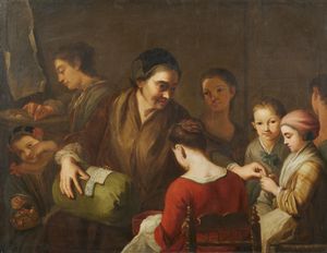 AMOROSI ANTONIO (1660 - 1738) - La scuola di cucito