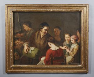 AMOROSI ANTONIO (1660 - 1738) : La scuola di cucito  - Asta Asta 387 | ARTE ANTICA E DEL XIX SECOLO - DAL RINASCIMENTO AL SIMBOLISMO: OPERE DA COLLEZIONI ITALIANE Tradizionale - Associazione Nazionale - Case d'Asta italiane
