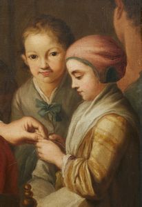 AMOROSI ANTONIO (1660 - 1738) : La scuola di cucito  - Asta Asta 387 | ARTE ANTICA E DEL XIX SECOLO - DAL RINASCIMENTO AL SIMBOLISMO: OPERE DA COLLEZIONI ITALIANE Tradizionale - Associazione Nazionale - Case d'Asta italiane