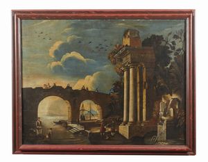 ARTISTA DEL XVII SECOLO : Capriccio architettonico  - Asta Asta 387 | ARTE ANTICA E DEL XIX SECOLO - DAL RINASCIMENTO AL SIMBOLISMO: OPERE DA COLLEZIONI ITALIANE Tradizionale - Associazione Nazionale - Case d'Asta italiane