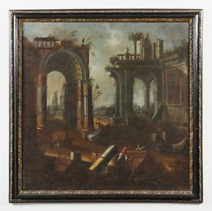 COCCORANTE LEONARDO (1680 - 1750) : Capriccio architettonico  - Asta Asta 387 | ARTE ANTICA E DEL XIX SECOLO - DAL RINASCIMENTO AL SIMBOLISMO: OPERE DA COLLEZIONI ITALIANE Tradizionale - Associazione Nazionale - Case d'Asta italiane