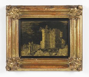 ARTISTA DEL XVIII SECOLO : Paesaggio con rovine  - Asta Asta 387 | ARTE ANTICA E DEL XIX SECOLO - DAL RINASCIMENTO AL SIMBOLISMO: OPERE DA COLLEZIONI ITALIANE Tradizionale - Associazione Nazionale - Case d'Asta italiane