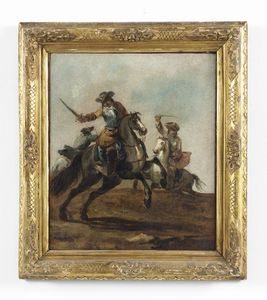 ZAIS  GIUSEPPE (1709 - 1784) : Coppia di dipinti raffiguranti cavalieri  - Asta Asta 387 | ARTE ANTICA E DEL XIX SECOLO - DAL RINASCIMENTO AL SIMBOLISMO: OPERE DA COLLEZIONI ITALIANE Tradizionale - Associazione Nazionale - Case d'Asta italiane