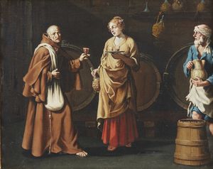 GAMBARINI GIUSEPPE (1680 - 1725) : Gruppo di quattro dipinti raffiguranti scene di interno con monaci  - Asta Asta 387 | ARTE ANTICA E DEL XIX SECOLO - DAL RINASCIMENTO AL SIMBOLISMO: OPERE DA COLLEZIONI ITALIANE Tradizionale - Associazione Nazionale - Case d'Asta italiane