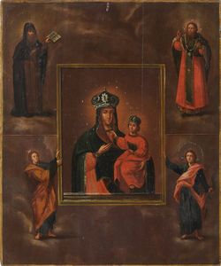 ICONA UCRAINA DEL XIX SECOLO - Madre di Dio Dubovitskaya