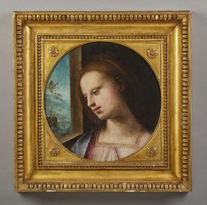 ARTISTA TOSCANO DEL XV-XVI SECOLO - Ritratto di dama di profilo con paesaggio sullo sfondo