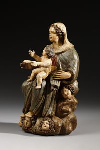 SCULTORE DELL'ITALIA SETTENTRIONALE DEL XVI SECOLO : Madonna con Bambino  - Asta Asta 387 | ARTE ANTICA E DEL XIX SECOLO - DAL RINASCIMENTO AL SIMBOLISMO: OPERE DA COLLEZIONI ITALIANE Tradizionale - Associazione Nazionale - Case d'Asta italiane
