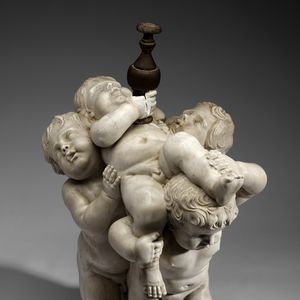 SCULTORE DEL XVII SECOLO : Gruppo scultoreo raffigurante tre putti adattato a fontana  - Asta Asta 387 | ARTE ANTICA E DEL XIX SECOLO - DAL RINASCIMENTO AL SIMBOLISMO: OPERE DA COLLEZIONI ITALIANE Tradizionale - Associazione Nazionale - Case d'Asta italiane