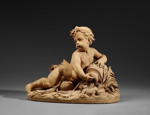 SCULTORE FRANCESE DEL XVIII SECOLO - Putto raffigurato come allegoria fluviale