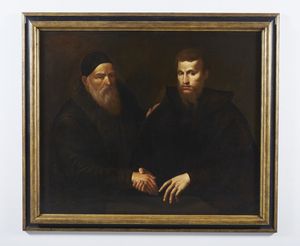 VAN CALCAR (1499-1546/50) JAN STEPHAN : Doppio ritratto (forse Tiziano e suo figlio)  - Asta Asta 387 | ARTE ANTICA E DEL XIX SECOLO - DAL RINASCIMENTO AL SIMBOLISMO: OPERE DA COLLEZIONI ITALIANE Tradizionale - Associazione Nazionale - Case d'Asta italiane