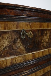 MANIFATTURA CENTROITALIANA DEL XVIII SECOLO : Cassettone in legno dipinto a finta radica, fronte leggermente mosso a due cassetti, fianchi dritti, gambe arcuate  - Asta Asta 387 | ARTE ANTICA E DEL XIX SECOLO - DAL RINASCIMENTO AL SIMBOLISMO: OPERE DA COLLEZIONI ITALIANE Tradizionale - Associazione Nazionale - Case d'Asta italiane