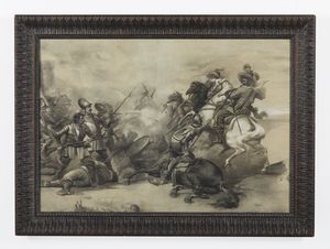 ARTISTA DEL XIX SECOLO : Scena di battaglia della Guerra dei Trent'anni  - Asta Asta 387 | ARTE ANTICA E DEL XIX SECOLO - DAL RINASCIMENTO AL SIMBOLISMO: OPERE DA COLLEZIONI ITALIANE Tradizionale - Associazione Nazionale - Case d'Asta italiane