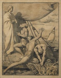 MARCHEGIANI (XX SECOLO) A. - Cristo predica dalla barca di Pietro sul lago di Tiberiade