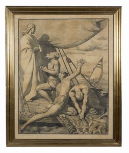MARCHEGIANI (XX SECOLO) A. : Cristo predica dalla barca di Pietro sul lago di Tiberiade  - Asta Asta 387 | ARTE ANTICA E DEL XIX SECOLO - DAL RINASCIMENTO AL SIMBOLISMO: OPERE DA COLLEZIONI ITALIANE Tradizionale - Associazione Nazionale - Case d'Asta italiane