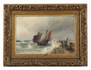 WEBER THEODORE ALEXANDER (1838 - 1907) : Marina in tempesta  - Asta Asta 387 | ARTE ANTICA E DEL XIX SECOLO - DAL RINASCIMENTO AL SIMBOLISMO: OPERE DA COLLEZIONI ITALIANE Tradizionale - Associazione Nazionale - Case d'Asta italiane