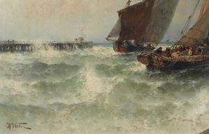 WEBER THEODORE ALEXANDER (1838 - 1907) : Marina in tempesta  - Asta Asta 387 | ARTE ANTICA E DEL XIX SECOLO - DAL RINASCIMENTO AL SIMBOLISMO: OPERE DA COLLEZIONI ITALIANE Tradizionale - Associazione Nazionale - Case d'Asta italiane