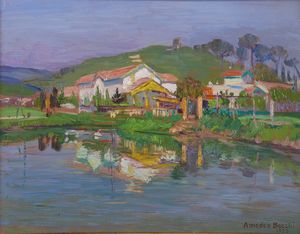 BOCCHI AMEDEO (1883 - 1976) - Paesaggio lacustre
