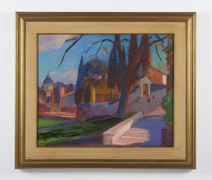 BOCCHI AMEDEO (1883 - 1976) : Paesaggio con cipressi  - Asta Asta 387 | ARTE ANTICA E DEL XIX SECOLO - DAL RINASCIMENTO AL SIMBOLISMO: OPERE DA COLLEZIONI ITALIANE Tradizionale - Associazione Nazionale - Case d'Asta italiane