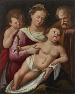 ARTISTA CENTROITALIANO DEL XVI SECOLO - Sacra Famiglia con San Giovannino