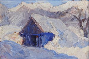 PELLIS GIOVANNI NAPOLEONE (1888 - 1962) - Due cuori e una capanna