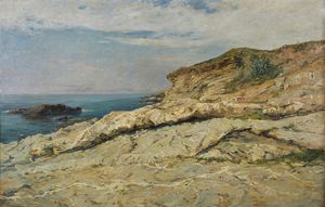 FOLLINI CARLO (1848 - 1938) : Scogli  - Asta Asta 387 | ARTE ANTICA E DEL XIX SECOLO - DAL RINASCIMENTO AL SIMBOLISMO: OPERE DA COLLEZIONI ITALIANE Tradizionale - Associazione Nazionale - Case d'Asta italiane