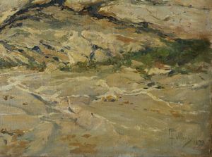 FOLLINI CARLO (1848 - 1938) : Scogli  - Asta Asta 387 | ARTE ANTICA E DEL XIX SECOLO - DAL RINASCIMENTO AL SIMBOLISMO: OPERE DA COLLEZIONI ITALIANE Tradizionale - Associazione Nazionale - Case d'Asta italiane