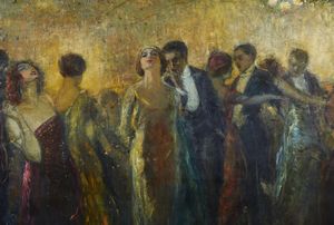 LABELLA VINCENZO (1872 - 1954) : Serata mondana  - Asta Asta 387 | ARTE ANTICA E DEL XIX SECOLO - DAL RINASCIMENTO AL SIMBOLISMO: OPERE DA COLLEZIONI ITALIANE Tradizionale - Associazione Nazionale - Case d'Asta italiane