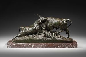 CLESINGER JEAN-BAPTISTE (1814 - 1883) - Lotta tra tori