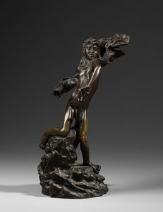 GEMITO VINCENZO (1852 - 1929) : Giovinezza di Nettuno  - Asta Asta 387 | ARTE ANTICA E DEL XIX SECOLO - DAL RINASCIMENTO AL SIMBOLISMO: OPERE DA COLLEZIONI ITALIANE Tradizionale - Associazione Nazionale - Case d'Asta italiane