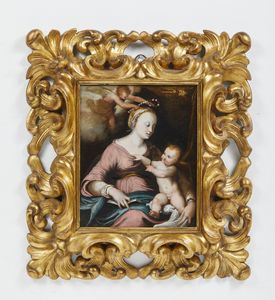 ARTISTA SENESE DEL XVI SECOLO : Madonna con Bambino e angelo  - Asta Asta 387 | ARTE ANTICA E DEL XIX SECOLO - DAL RINASCIMENTO AL SIMBOLISMO: OPERE DA COLLEZIONI ITALIANE Tradizionale - Associazione Nazionale - Case d'Asta italiane