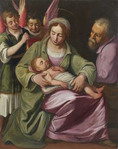 DI TITO SANTI (1536 - 1603) - Bottega di. Sacra Famiglia con angeli