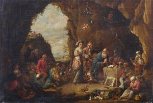 ARTISTA FIAMMINGO DEL XVII SECOLO - Le tentazioni di Sant'Antonio