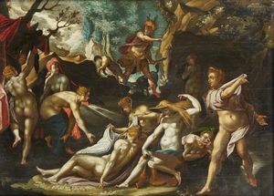 HEINTZ IL VECCHIO JOSEPH (1564 - 1609) - Attribuito a. Diana e Atteone