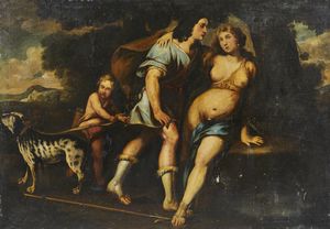 ARTISTA DEL XVII SECOLO : Diana ed Endimione  - Asta Asta 387 | ARTE ANTICA E DEL XIX SECOLO - DAL RINASCIMENTO AL SIMBOLISMO: OPERE DA COLLEZIONI ITALIANE Tradizionale - Associazione Nazionale - Case d'Asta italiane